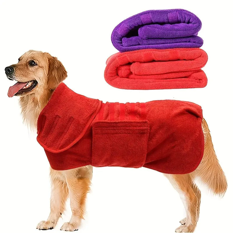 Geyecete Dog Bathrobe Towel Dog Drying Coat-Dry Fast Dog Bag-Pineapple Grid Fast Drying Super Absorbent Pet Dog Cat Bath Robe Towel