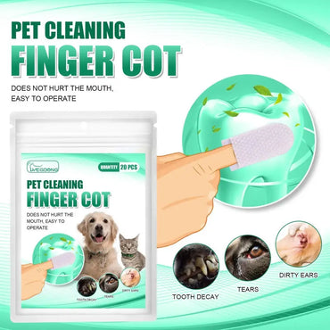 Pet Teeth Cleaning Disposable Finger Cot Wet Wipes Remove Tartar
