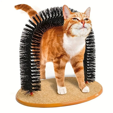 Deluxe 2-in-1 Cat Grooming Arch: Self-Cleaning & Play Toy