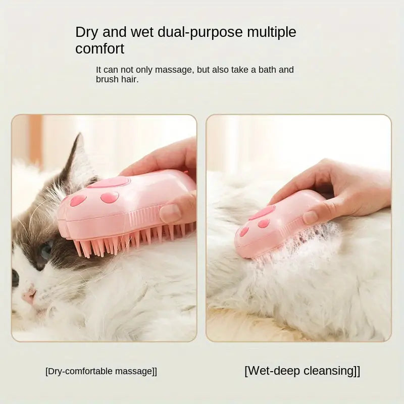 Portable Cute Claw Shaped Pet Massager Brush Dog Bath Brush USB Charging Spray Undercoat Hair Removal Pet Brush