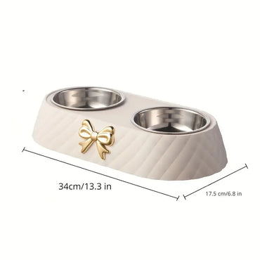Stainless Steel Double Bowl for Cats and Dogs
