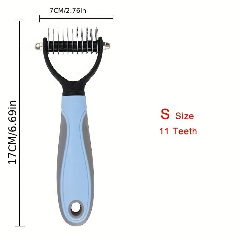 Double-Sided Pet Fur Knot Cutter and Hair Removal Comb for Dogs and Cats