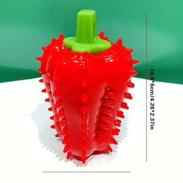 TPR Dog Durable Chew Toy, Pepper Shaped Dog Interactive Play Food Leaking Toy, Teeth Clean Training Toy Pet Supplies