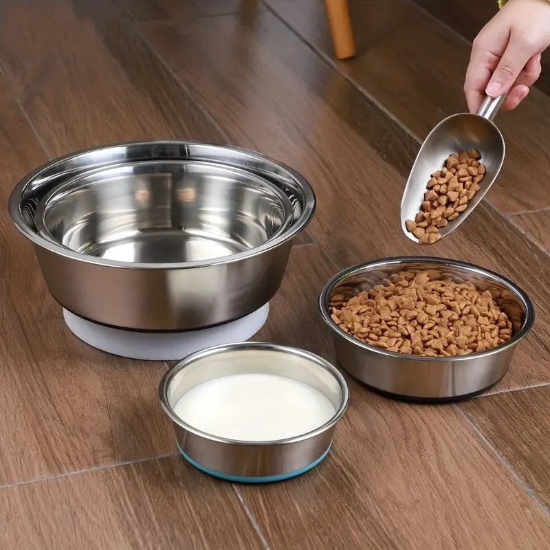 Anti-Slip Stainless Steel Dog Bowls with Silicone Base for Easy Feeding and Hydration