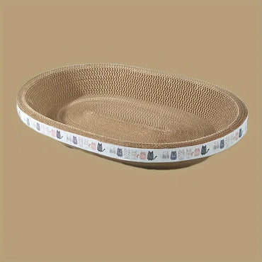 Durable Oval Cat Scratcher Bed - Corrugated Scratching Board and Lounge for Cats