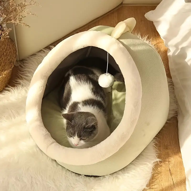 Pet Four Seasons Warm Cat Nest, Can Be Disassembled And Washed, Semi Closed Cat Bed