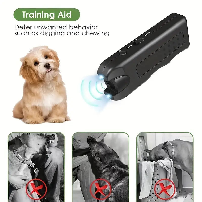 Portable Ultrasonic Dog Repellent with LED Light - Stop Barking and Keep Dogs Away