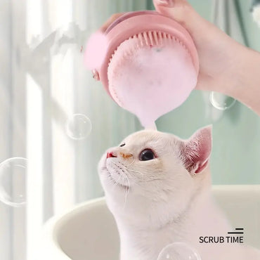 Silicone Pet Bath Brush with Soap Dispenser - Gentle Massage for Dogs and Cats, Easy Bathing and Grooming Solution