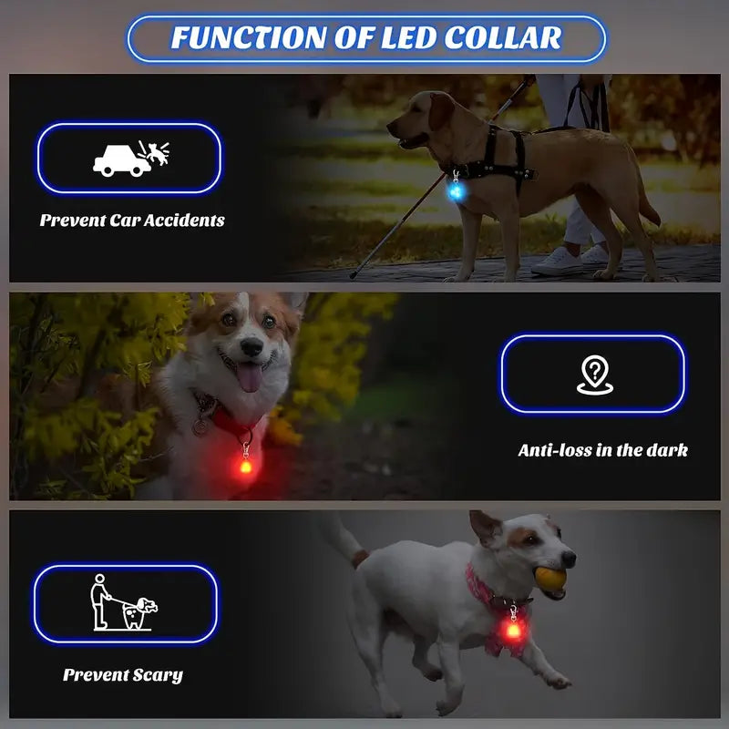 LED Pet Pendant Collar for Night Safety - Includes Battery