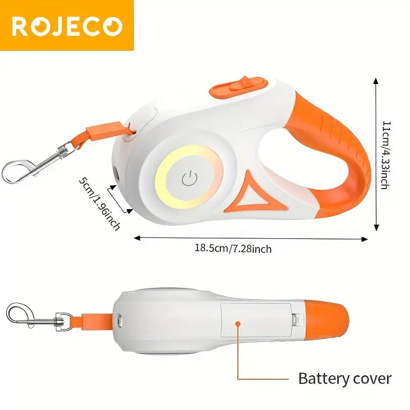 Rojeco 16ft Retractable Dog Leash with LED Flashlight
