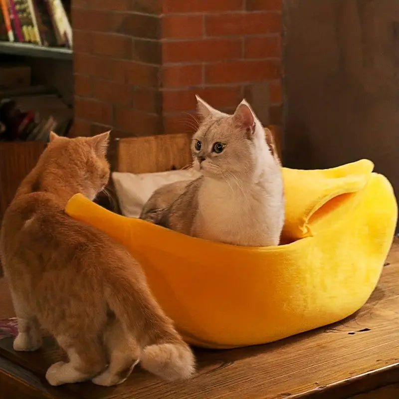 Cozy Banana Cat Bed House - Soft And Warm Pet Bed For Cats, Kittens