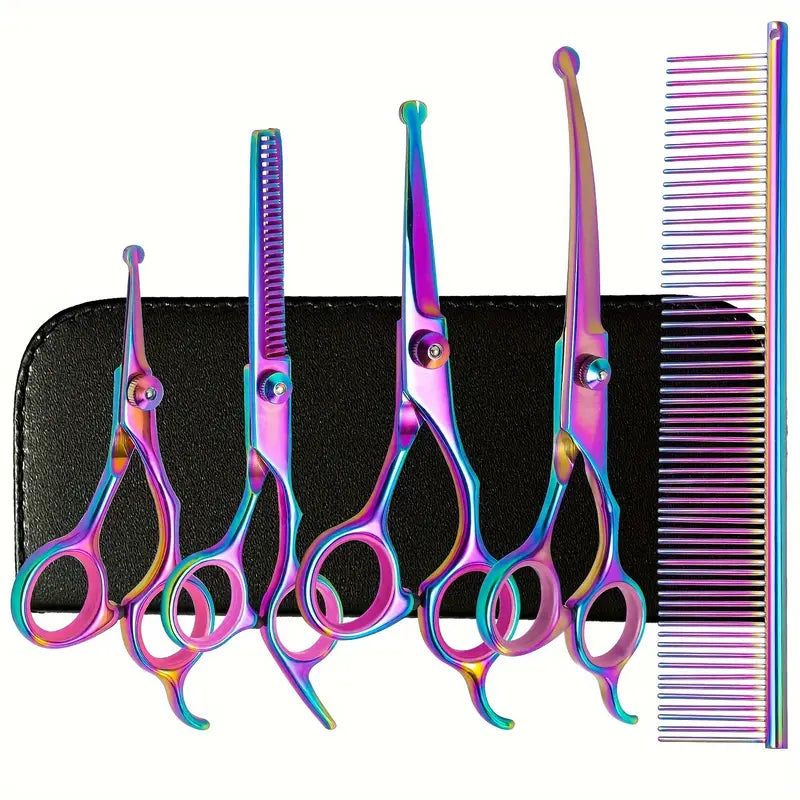 5pcs/set Sharp and Precise Pet Grooming Scissors with Safety Round Tip