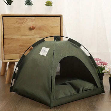 Portable Pet Tent House with Removable Washable Bed and Cushion - Ideal for Indoor and Outdoor Use - Perfect for Puppies and Cats
