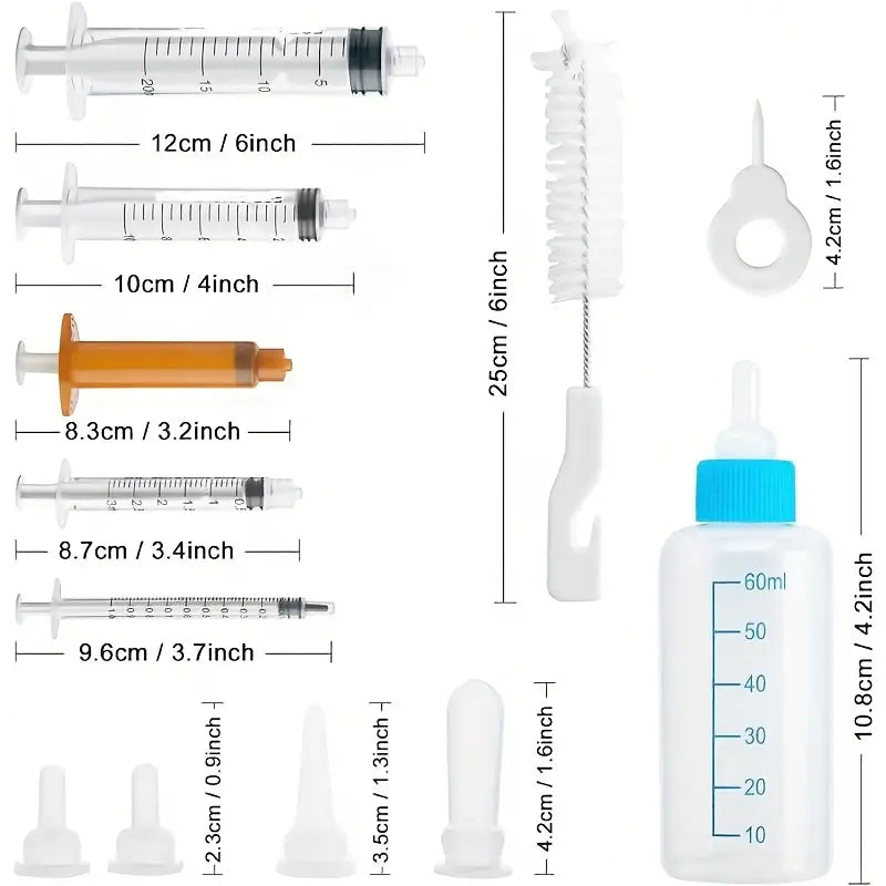 Premium Nursing Bottle Kit For Your Pet Dog, Cat, or Small Animal – Includes Replacement Nipples!