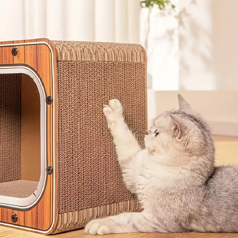 Papan Goresan Kucing Bentuk TV, Ruangan Kucing Tahan Tahan Sarang Kucing